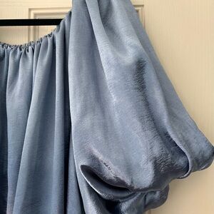 Chic Blue Puff Sleeve Blouse